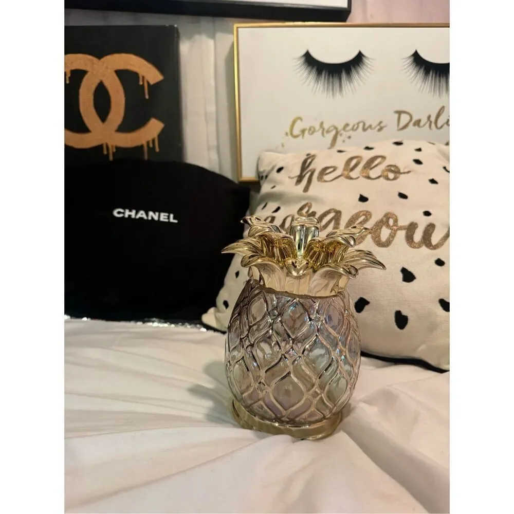 Bath & body works chalice pedastal candle holder pineapple fruit gold glass - Picture 6 of 10